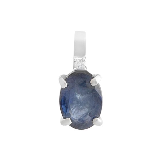 Серебряная подвеска с сапфиром 0.923ct, фианитами