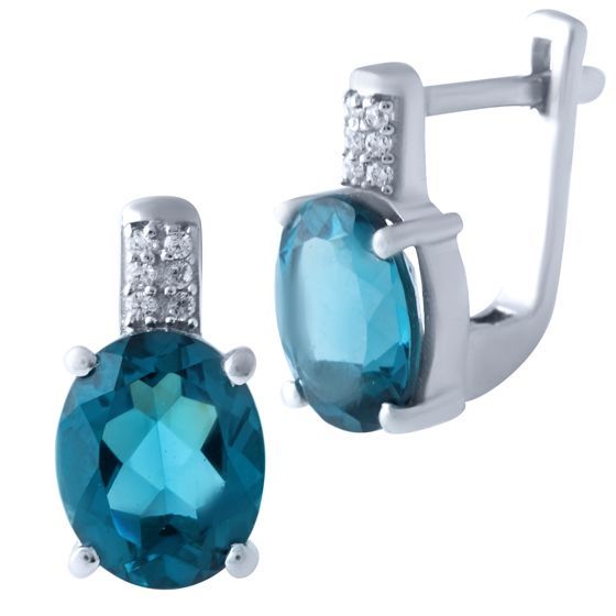 Серебряные серьги с топазом Лондон Блю
