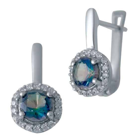 Серебряные серьги с мистик топазом 1.23ct