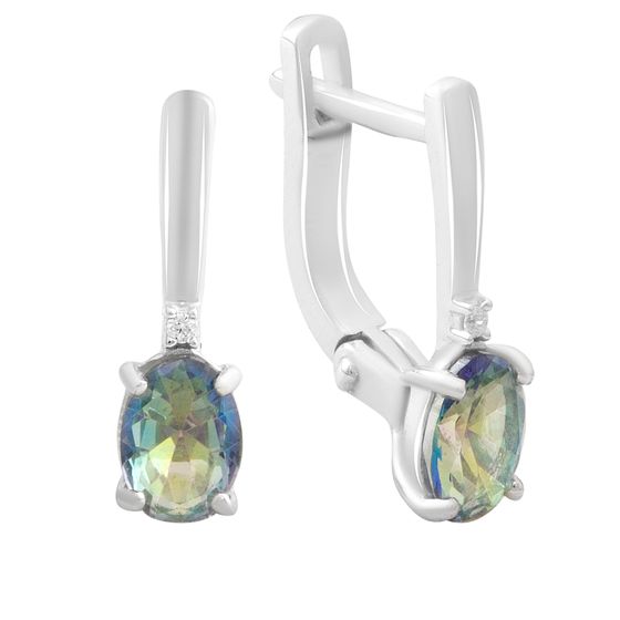 Серебряные серьги с мистик топазом 1.155ct