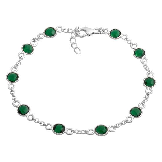 Серебряный браслет с изумрудом nano