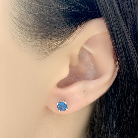 Серебряные серьги с топазом Лондон Блю 0.7ct