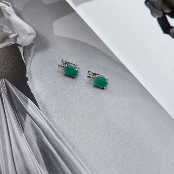 Серебряные серьги с изумрудом 5.55ct