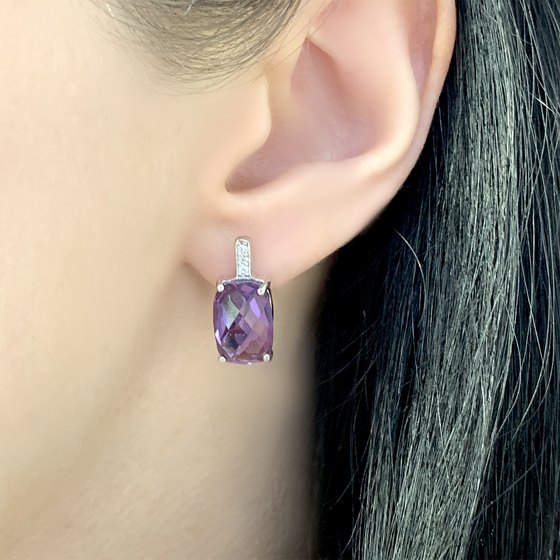 Серебряные серьги с александритом 10.105ct