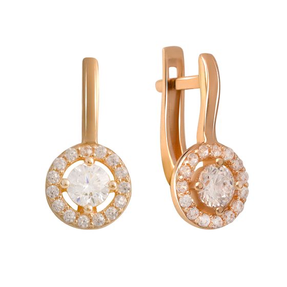 Золотые серьги с фианитами 0.5ct