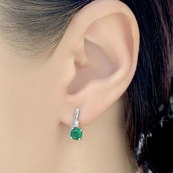 Серебряные серьги с изумрудом nano 0.752ct