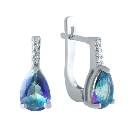 Серебряные серьги с мистик топазом 6.453ct