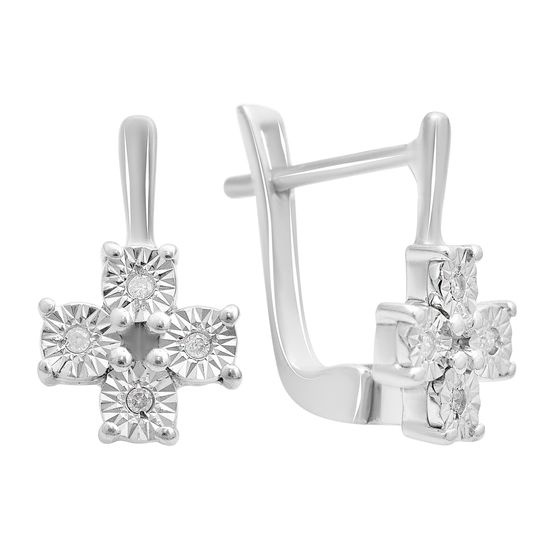 Серебряные серьги с бриллиантом