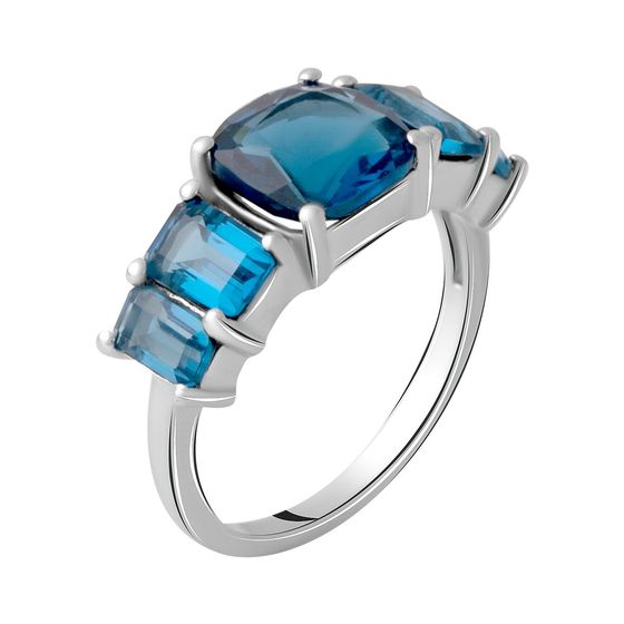 Серебряное кольцо с топазом Лондон Блю 3.407ct
