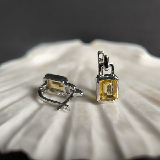 Серебряные серьги с цитрином nano 2.333ct