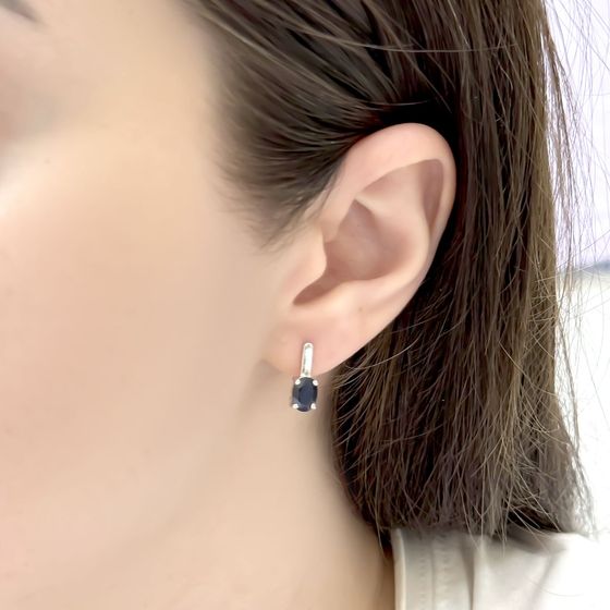 Серебряные серьги с сапфиром 2ct