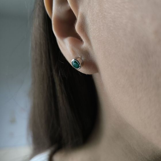 Серебряные серьги с агатом 0.917ct