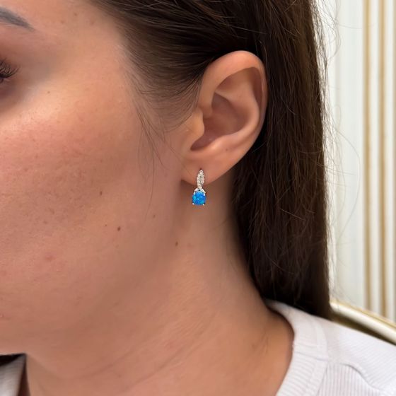 Серебряные серьги с опалом 0.864ct, фианитами