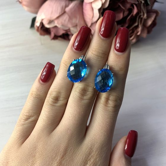 Серебряные серьги с аквамарином nano