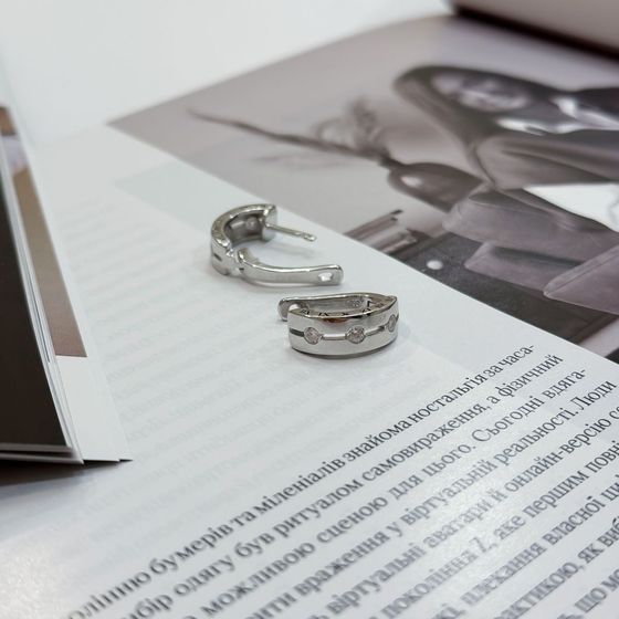 Серебряные серьги с фианитами