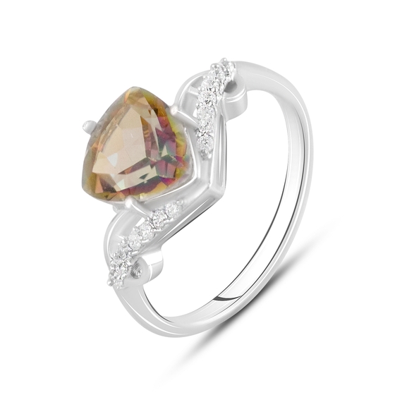 Серебряное кольцо с цитрином nano 2.98ct, фианитами