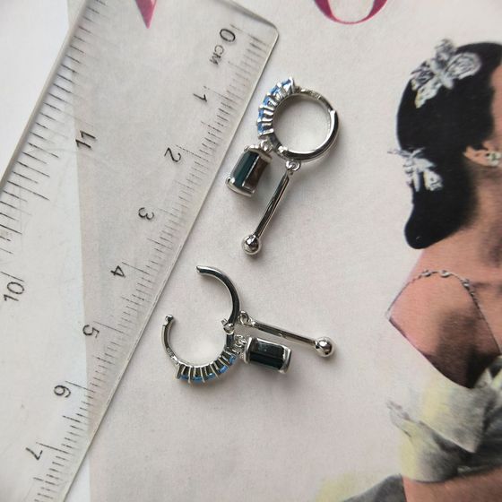 Серебряные серьги с топазом Лондон Блю 2.305ct, топазом