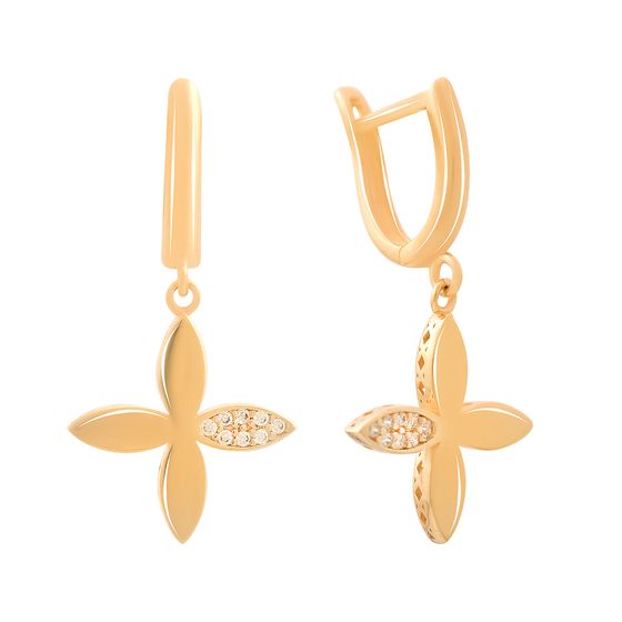 Золотые серьги с фианитами 0.16ct