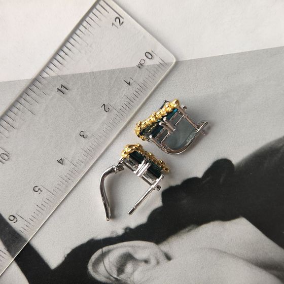 Серебряные серьги с топазом Лондон Блю 2.305ct