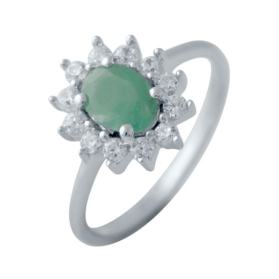 Серебряное кольцо с изумрудом 1.292ct