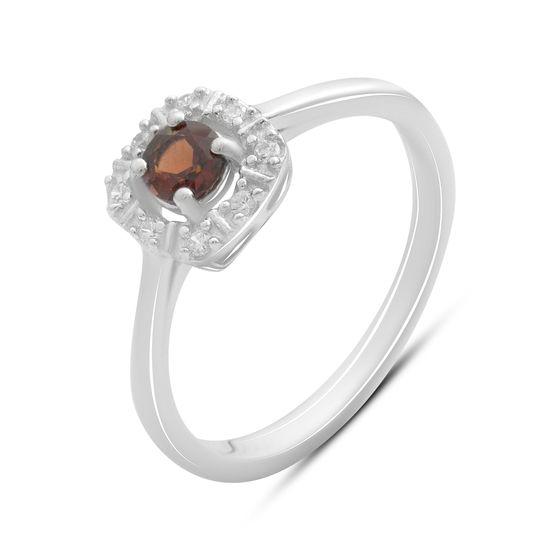 Серебряное кольцо с гранатом 0.408ct, фианитами