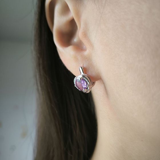 Серебряные серьги с александритом 3.339ct