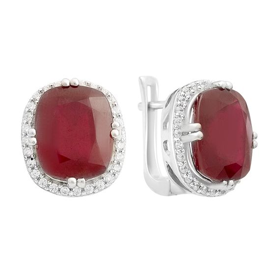 Серебряные серьги с рубином 15.848ct