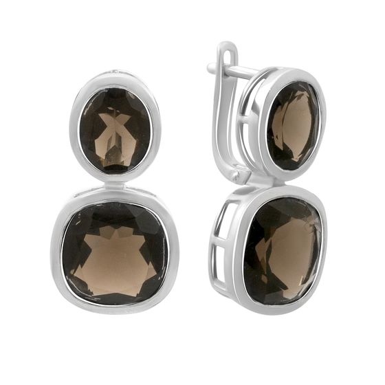 Серебряные серьги с раухтопазом (дымчатым кварцем) 15.475ct