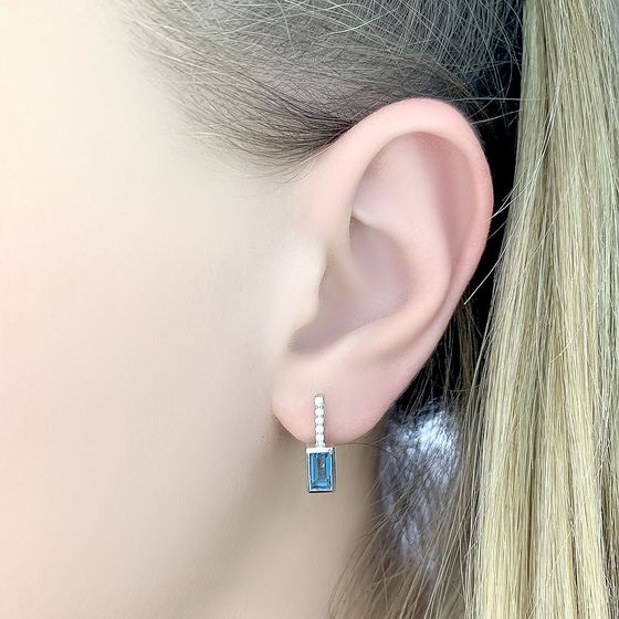 Серебряные серьги с топазом Лондон Блю 0.82ct