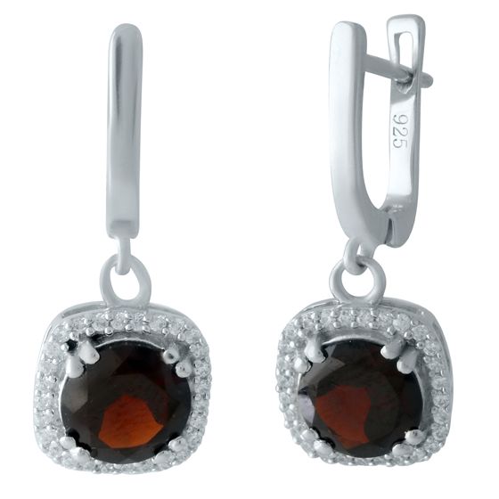 Серебряные серьги с гранатом 4.049ct