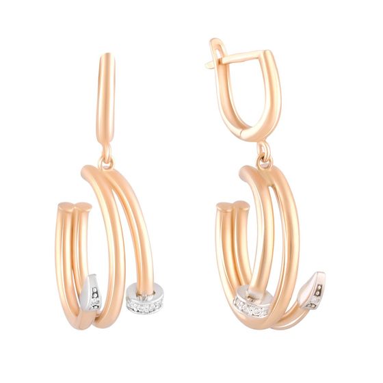 Золотые серьги с фианитами 0.16ct
