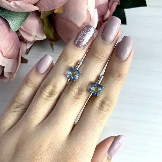 Серебряные серьги с мистик топазом 3.288ct