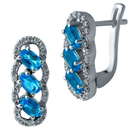 Серебряные серьги с аквамарином nano