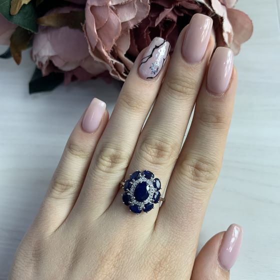 Серебряное кольцо с сапфиром 3.979ct