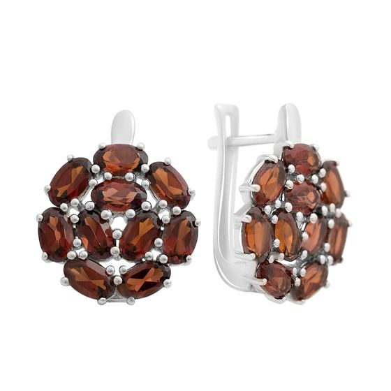 Серебряные серьги с гранатом 6.025ct