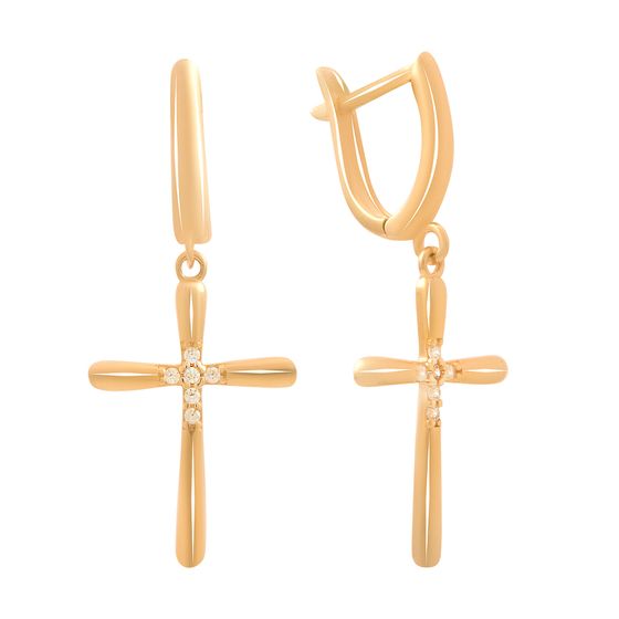 Золотые серьги с фианитами 0.12ct