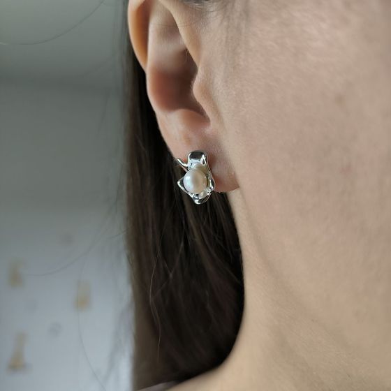 Серебряные серьги с жемчугом