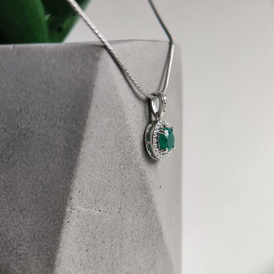 Серебряная подвеска с агатом 1.017ct, фианитами