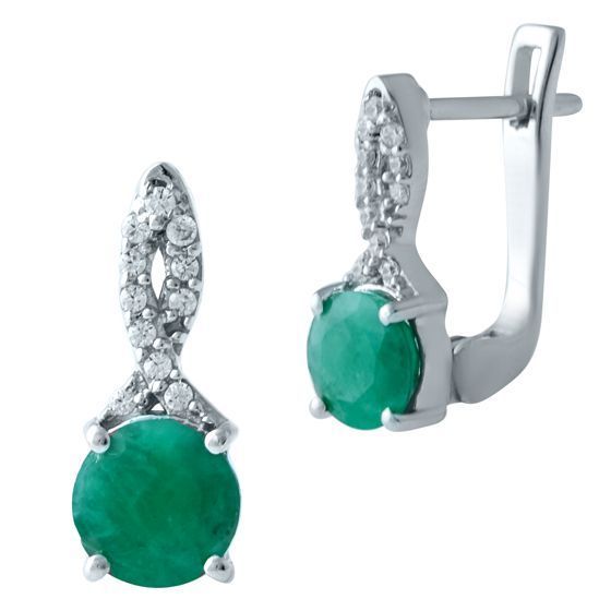 Серебряные серьги с изумрудом