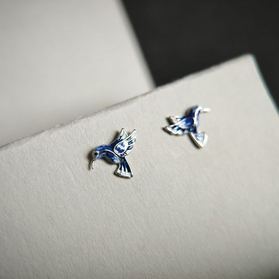 Серебряные серьги с емаллю