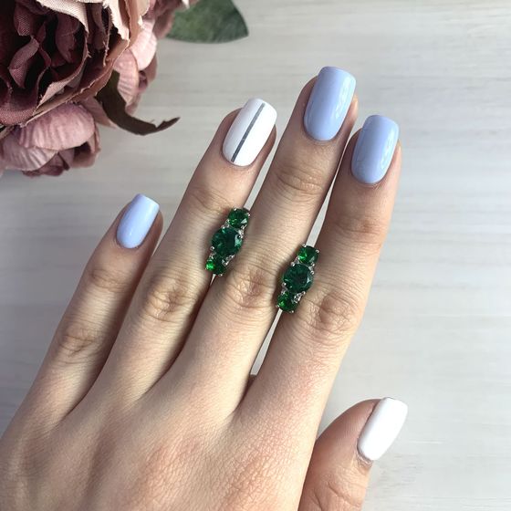 Серебряные серьги с изумрудом nano 3.2ct