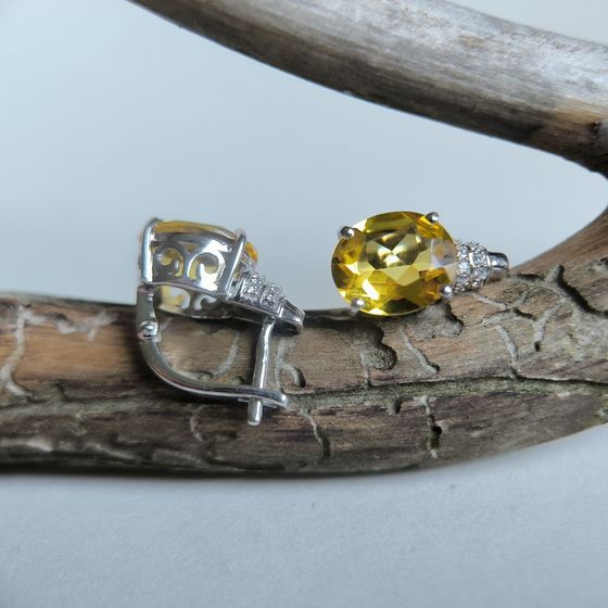Серебряные серьги с цитрином nano 8.005ct