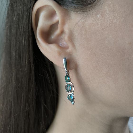 Серебряные серьги с мистик топазом 2.11ct