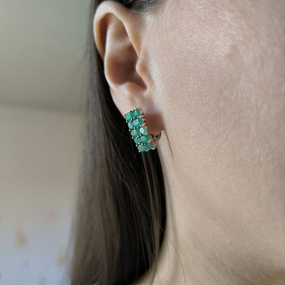 Серебряные серьги с изумрудом 3.372ct