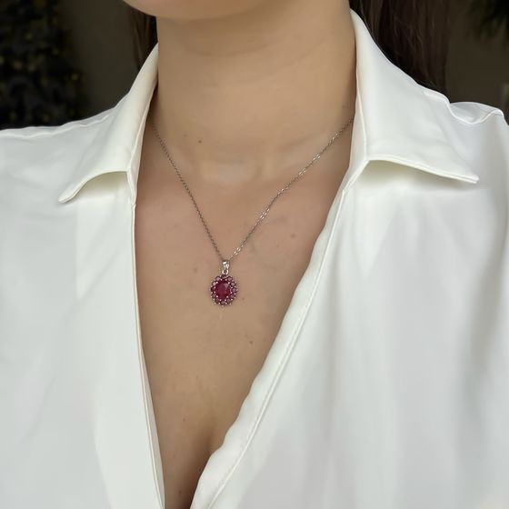 Серебряная подвеска с рубином 5.038ct
