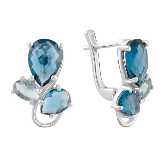 Серебряные серьги с топазом Лондон Блю 3.325ct