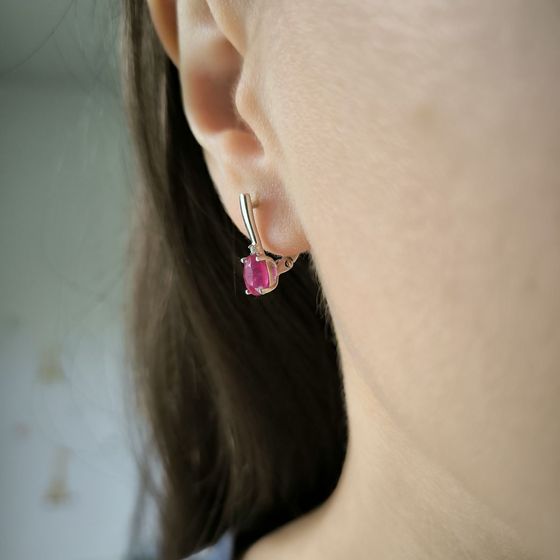 Серебряные серьги с рубином 2.313ct