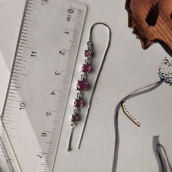 Серебряные серьги с рубином 3.58ct