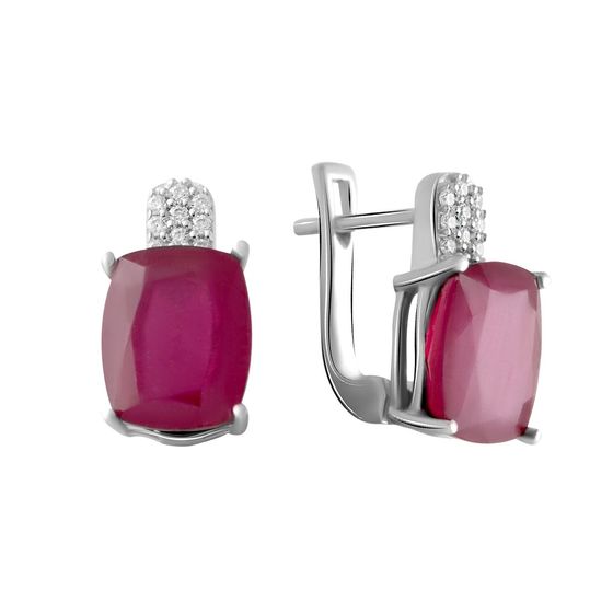Серебряные серьги с рубином 3.877ct