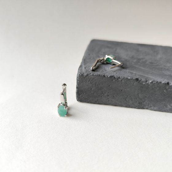 Серебряные серьги с изумрудом 1.385ct